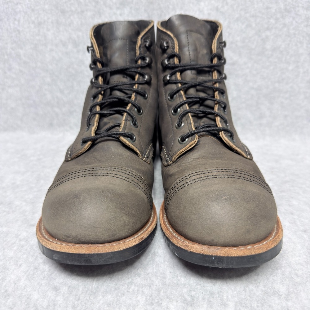 Red Wing Iron Ranger 8086 Mens 7.5 Cap Toe Boots Charcoal Rough & Tough Leather - Picture 3 of 10